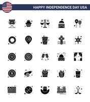 gros pack de 25 usa joyeux jour de l'indépendance glyphe solide vecteur usa et symboles modifiables de l'échelle du drapeau de célébration vert irlandais modifiable éléments de conception vectoriels usa day