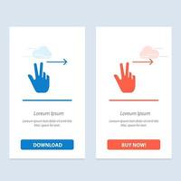 geste des doigts à droite bleu et rouge téléchargez et achetez maintenant le modèle de carte de widget web vecteur