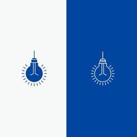 ampoule idée conseils suggestion ligne et glyphe icône solide bannière bleue ligne et glyphe icône solide bannière bleue vecteur