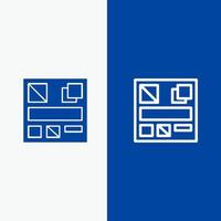 conception maquette ligne web et glyphe icône solide bannière bleue ligne et glyphe icône solide bannière bleue vecteur