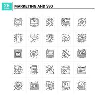 25 marketing et seo icon set vector background