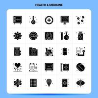 ensemble d'icônes de médecine de santé solide 25 icônes vectorielles de conception de style de glyphe ensemble d'idées d'affaires web et mobiles illustration vectorielle de conception vecteur