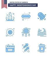 gros pack de 9 usa joyeux jour de l'indépendance usa vector blues et symboles modifiables de décoration star hot i militaire usa modifiable usa day vector design elements