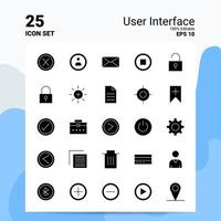 25 jeu d'icônes d'interface utilisateur 100 fichiers eps modifiables 10 idées de concept de logo d'entreprise conception d'icône de glyphe solide vecteur