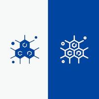 chimiste science moléculaire ligne et glyphe icône solide bannière bleue ligne et glyphe icône solide bannière bleue vecteur