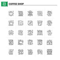 25 café icon set vector background