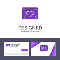 carte de visite créative et modèle de logo courrier amour coeur mariage illustration vectorielle vecteur