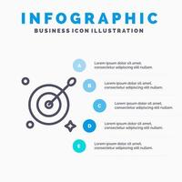 cibler l'icône de la ligne de la flèche avec 5 étapes présentation infographie arrière-plan vecteur