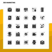 25 seo marketing icon set solide glyphe icône illustration vectorielle modèle pour les idées web et mobiles pour entreprise vecteur