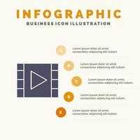 médias lecteur multimédia lecteur multimédia flux solide icône infographie 5 étapes présentation arrière-plan vecteur