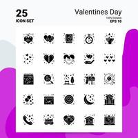 25 jeu d'icônes de la saint-valentin 100 fichiers eps modifiables 10 idées de concept de logo d'entreprise conception d'icône de glyphe solide vecteur