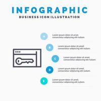 modèle d'infographie bleue de la salle des clés de sécurité du navigateur modèle d'icône de ligne vectorielle en 5 étapes vecteur