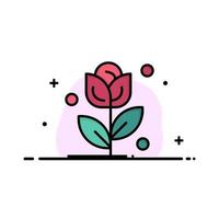 fleur rose amour business ligne plate remplie icône vecteur bannière modèle