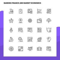 ensemble d'icônes de ligne finance bancaire et économie de marché 25 icônes vecteur minimalisme style design icônes noires ensemble pack de pictogrammes linéaires