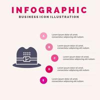 chapeau casquette américain solide icône infographie 5 étapes présentation fond vecteur