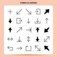 solide 25 symboles flèches jeu d'icônes vecteur glyphe style conception icônes noires ensemble web et mobile idées d'affaires conception illustration vectorielle