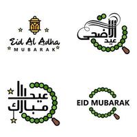 eid mubarak lettrage manuscrit pack vectoriel de 4 calligraphies avec des étoiles isolées sur fond blanc pour votre conception