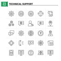 25 icône de support technique définie fond vectoriel