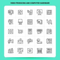 contour 25 production vidéo et jeu d'icônes de matériel informatique conception de style de ligne vectorielle icônes noires définies pack de pictogrammes linéaires idées d'affaires web et mobiles conception illustration vectorielle vecteur