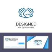 carte de visite créative et modèle de logo mains de charité aident à aider les relations illustration vectorielle vecteur