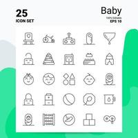 25 jeu d'icônes de bébé 100 fichiers eps modifiables 10 idées de concept de logo d'entreprise conception d'icône de ligne vecteur