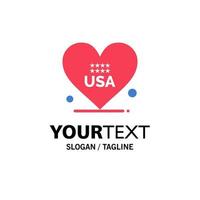 coeur amour américain usa modèle de logo d'entreprise couleur plate vecteur