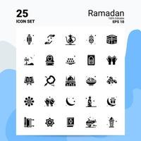 25 jeu d'icônes de ramadan 100 fichiers eps modifiables 10 idées de concept de logo d'entreprise conception d'icône de glyphe solide vecteur