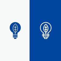 nature de l'ampoule ligne et glyphe icône solide bannière bleue ligne et glyphe icône solide bannière bleue vecteur
