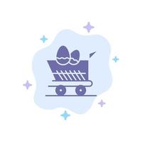 Panier chariot pâques shopping icône bleue sur fond de nuage abstrait vecteur