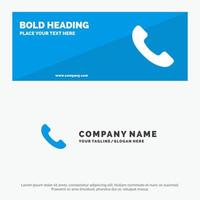 téléphone appel téléphonique icône solide bannière de site Web et modèle de logo d'entreprise vecteur