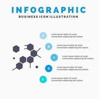 cellule molécule science solide icône infographie 5 étapes présentation fond vecteur