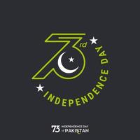 conception de typographie du jour de l'indépendance du pakistan typographie créative du 73e joyeux jour de l'indépendance du pakistan illustration de conception de modèle de vecteur