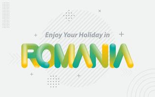 profitez de vos vacances en roumanie. typographie créative avec effet de mélange 3d vecteur