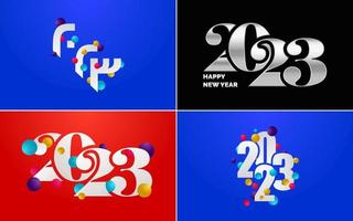 grand ensemble de création de texte de logo de bonne année 2023. modèle de conception de numéro 2023. collection de symboles de bonne année 2023 vecteur