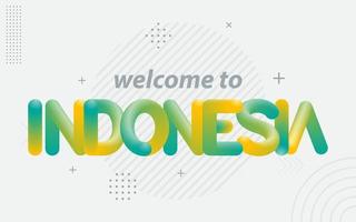 Bienvenue en Indonésie. typographie créative avec effet de mélange 3d vecteur