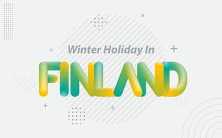 vacances d'hiver en finlande. typographie créative avec effet de mélange 3d vecteur