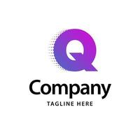 q logo violet. conception d'identité de marque d'entreprise vecteur