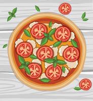 pizza dessinée à la main sur une planche à découper. vecteur