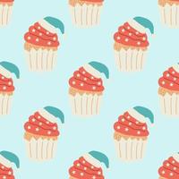 cupcake avec motif sans couture décor de noël. collection de noël. illustration vectorielle plane vecteur