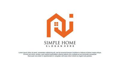 logo de maison simple avec initiales aj concept design illustration vecteur