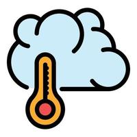 vecteur de contour de couleur d'icône de nuage de ciel chaud