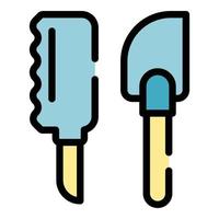 icône de spatule de cuisine vecteur de contour de couleur