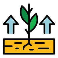 vecteur de contour de couleur d'icône de plantes de ferme en croissance