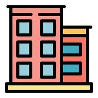 vecteur de contour de couleur d'icône d'appartements de ville