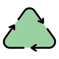 recycler triangle icône couleur contour vecteur