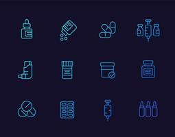 médicaments, ensemble d & # 39; icônes de ligne vectorielle médicaments vecteur
