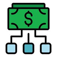 vecteur de contour de couleur de l'icône de contribution en dollars