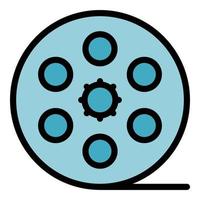 icône de bobine de cinéma vecteur de contour de couleur