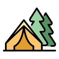 vecteur de contour de couleur d'icône de tente de camping