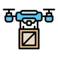 vecteur de contour de couleur d'icône de livraison de drone électrique